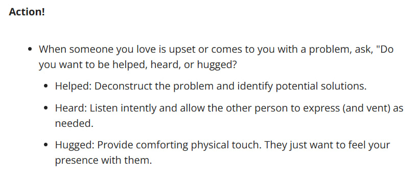 Do you want to be Helped Heard or Hugged?
